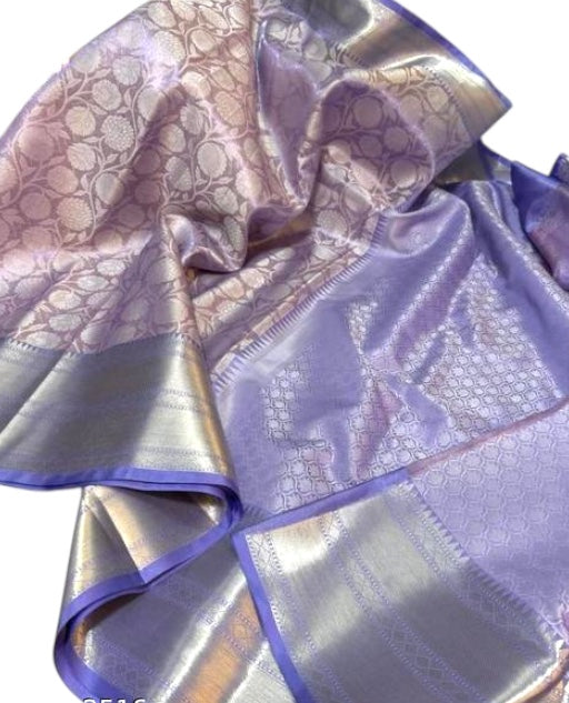 Lavender Tissue Silk Saree with Elegant Zari Weaving