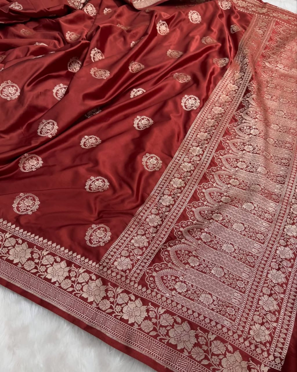 Elegant Maroon Mashru Katan Silk Saree with Zari Weaving