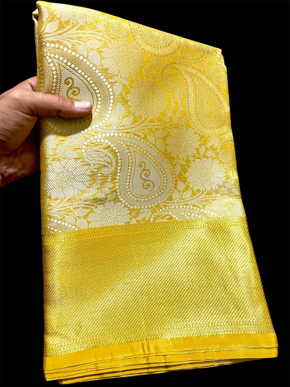 Gold Tissue Banarasi Saree with Paisley Designer Weave