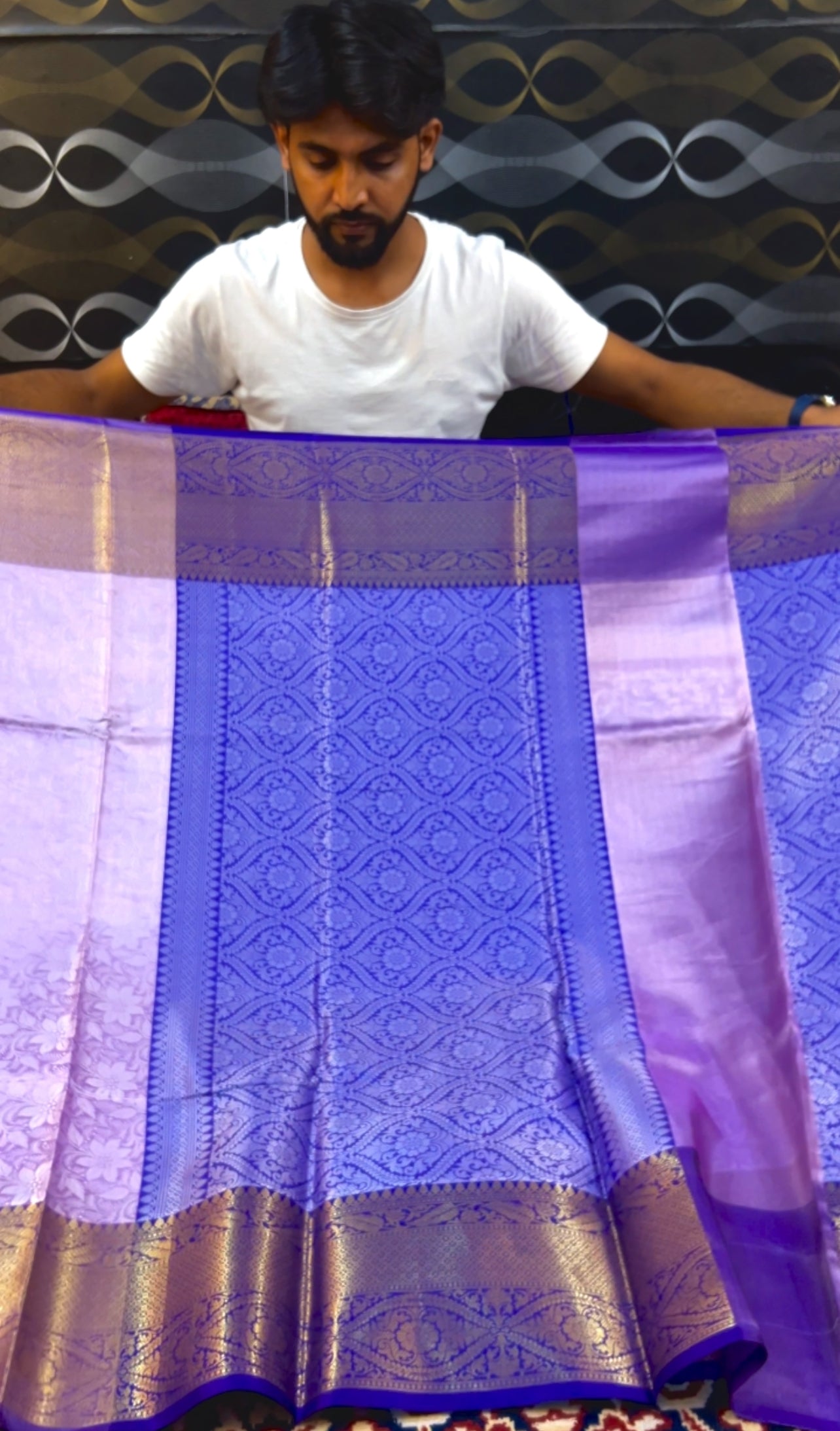 Lavender Katan Tissue Banarasi Bridal Saree with Royal Zari Border