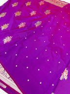 Elegant Royal Purple Mashroo Katan Banarasi Silk Saree with Multicolor Floral Zari & Designer Pallu