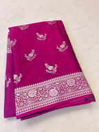 Premium Elegant Wine Magenta Mashroo Katan Banarasi Silk Saree
