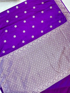 Elegant Purple Mashroo Katan Banarasi Silk Saree