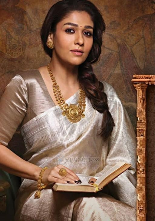 Nayantara Silver Tissue Saree