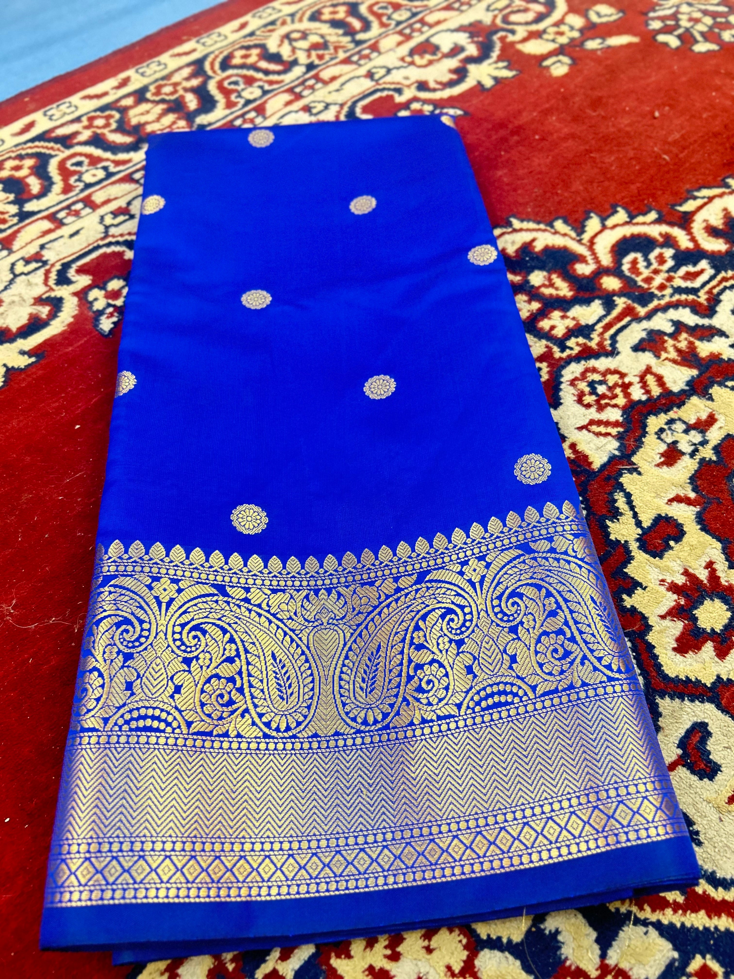 Elegant Royal Blue Banarasi Premium Katan Silk Saree with Paisley Zari Border