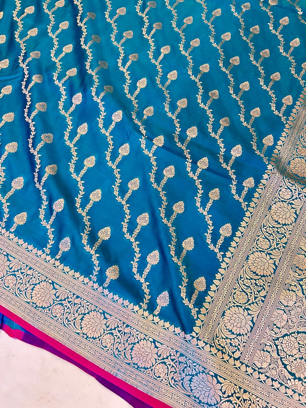 Premium Elegant Aqua Blue Mashroo Katan Banarasi Silk Saree