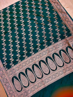 THE LUXURIOUS BOTTLE GREEN MASHROO KATAN SILK SAREE