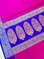 Elegant Royal Pink Banarasi Katan Silk Saree with Rich Blue Zari Border
