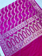 Elegant Royal Rani Pink Mashroo Katan Banarasi Silk Saree