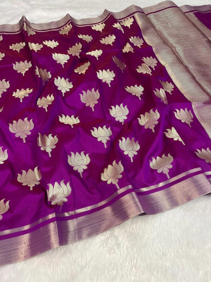 Elegant Royal Wine Banarasi Katan Semi Silk Saree