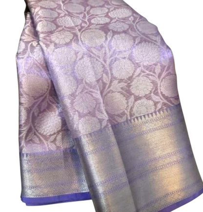 Lavender Tissue Silk Saree with Elegant Zari Weaving