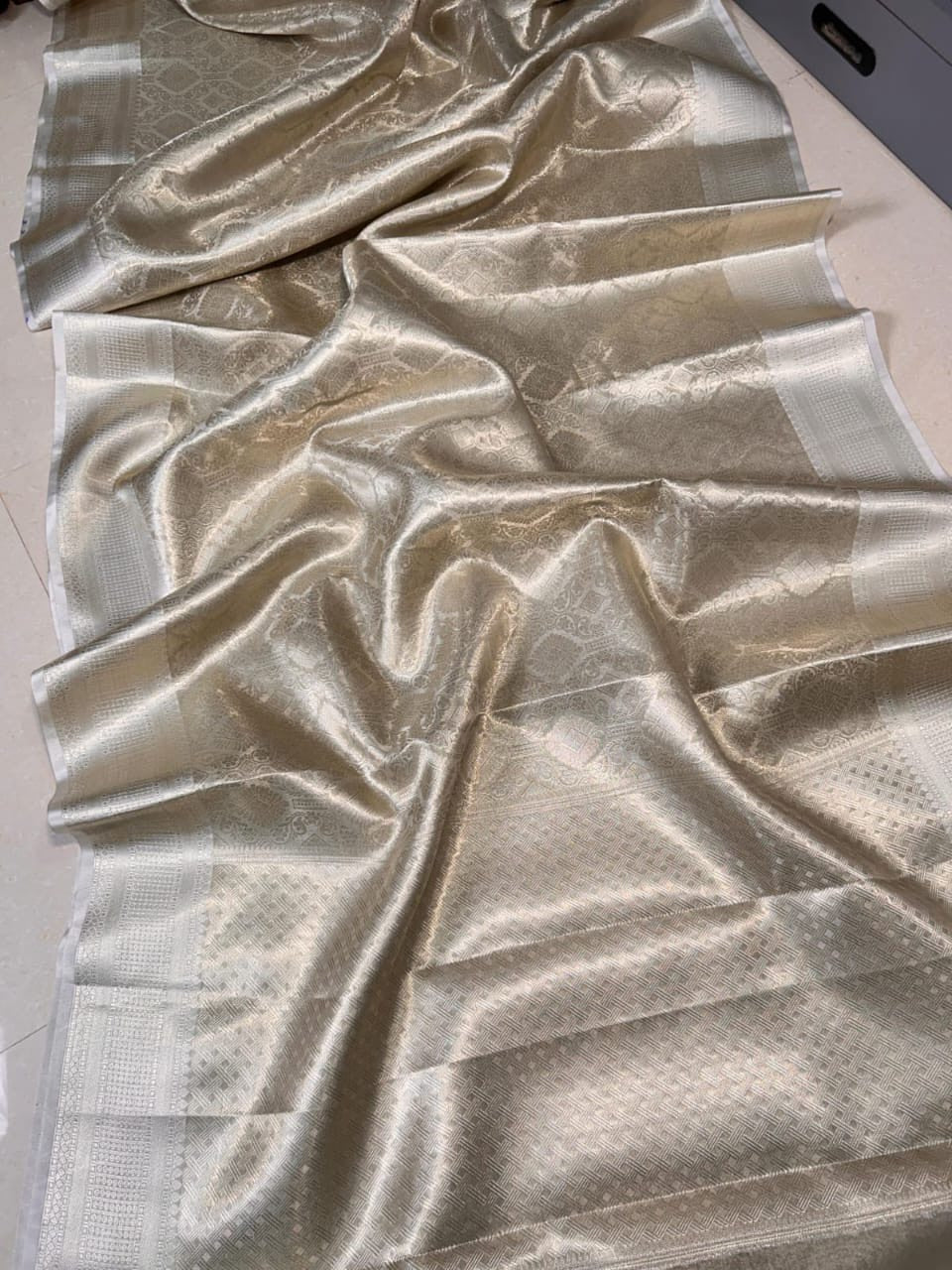 Nayantara Silver Tissue Saree