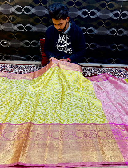 Premium Katan Tissue Semi Silk Saree with Grand Pallu & Brocade Blouse