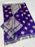 Royal Purple Lotus Zari Banarasi Katan Silk Saree