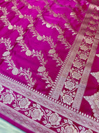 Elegant Royal Rani Pink Mashroo Katan Banarasi Silk Saree