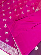 Premium Elegant Wine Magenta Mashroo Katan Banarasi Silk Saree