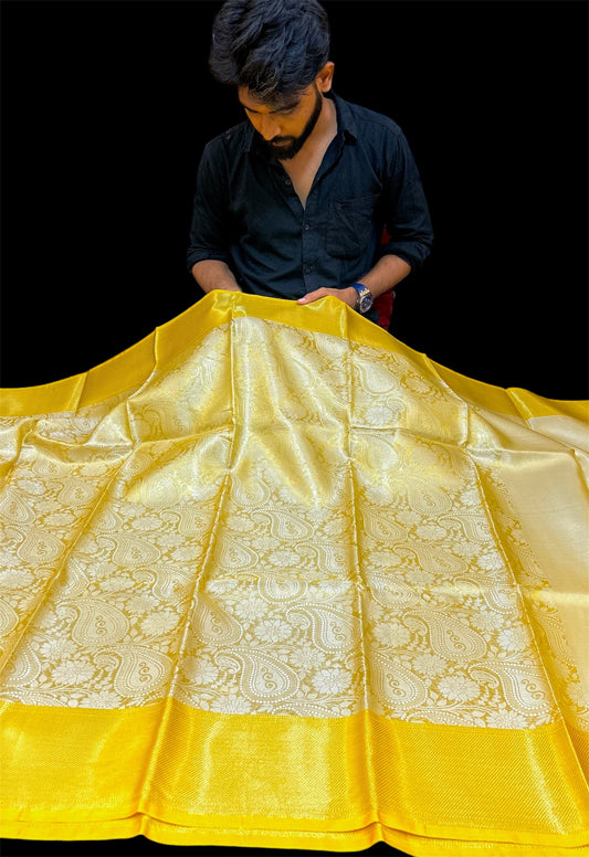 Gold Tissue Banarasi Saree with Paisley Designer Weave