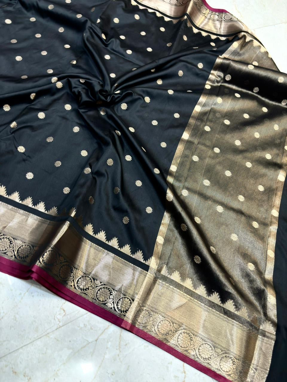 THE ELEGANT BLACK & GOLD KATAN SILK BANARASI SAREE