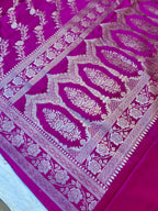 Elegant Royal Rani Pink Mashroo Katan Banarasi Silk Saree