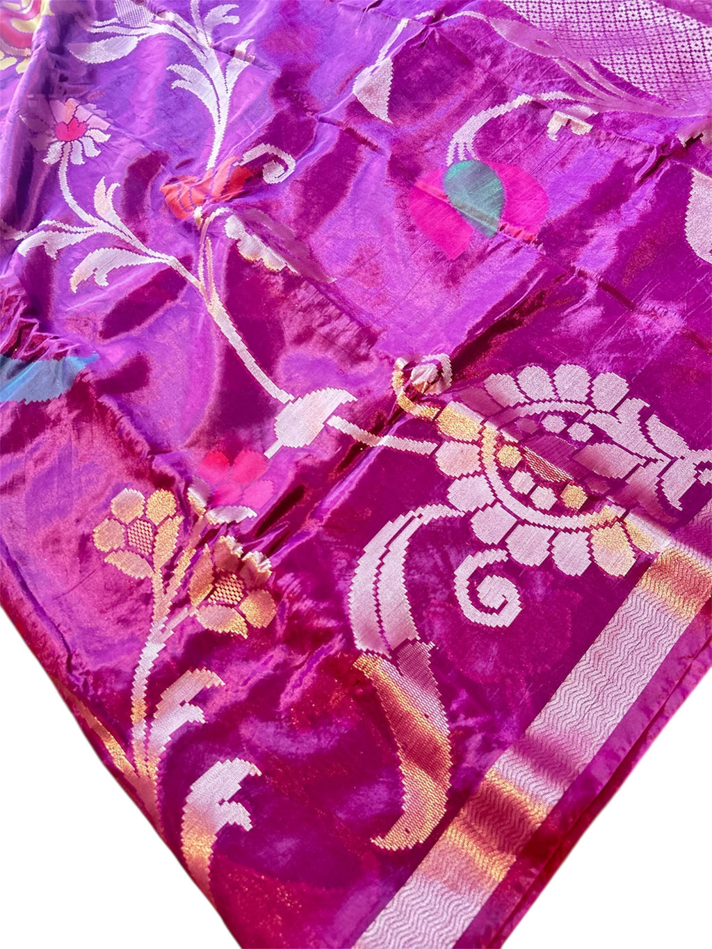 Premium Purple Chiniya Silk Banarasi Designer Saree with Golden Zari Border