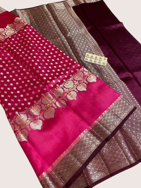 Rani Pink Warm Silk Saree with Elegant Zari Weaving
