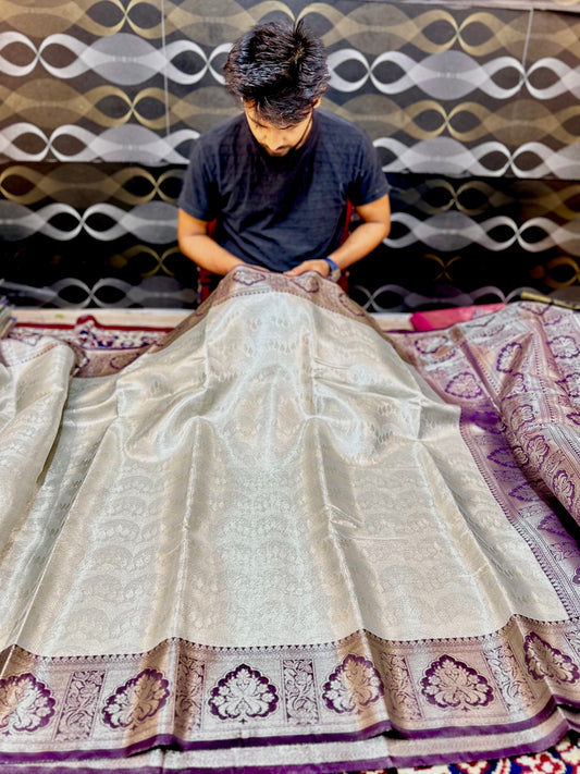 Royal Tissue Saree with Contrasting Zari Border