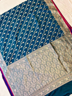 Premium Elegant Aqua Blue Mashroo Katan Banarasi Silk Saree