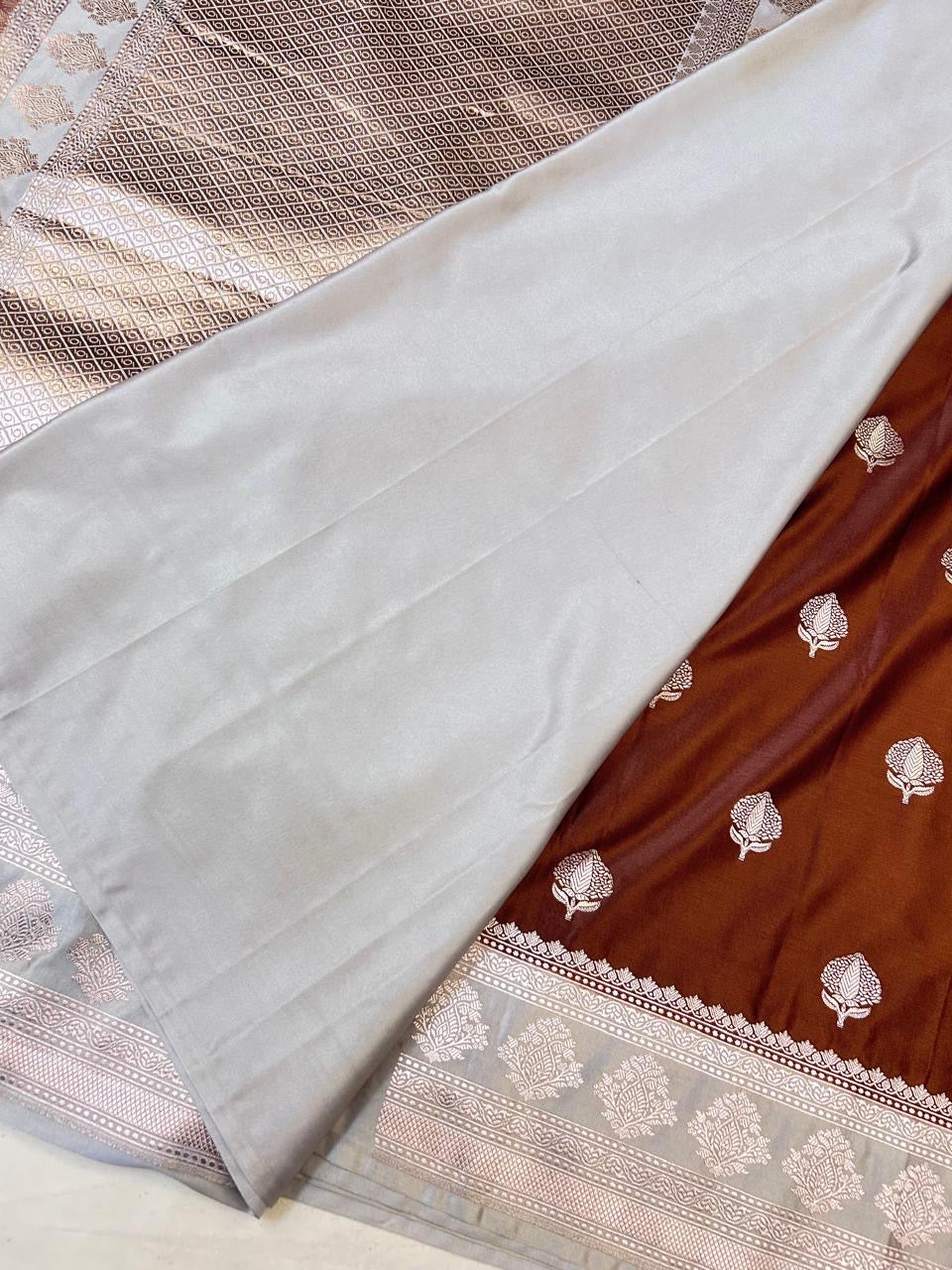 Elegant Dusty Rose Banarasi Katan Silk Saree