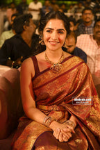Elegant Copper Gold Banarasi Katan Silk Saree with Rich Zari Weaving & Brocade Blouse Piece