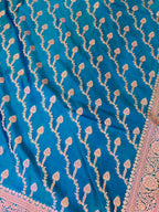 Premium Elegant Aqua Blue Mashroo Katan Banarasi Silk Saree