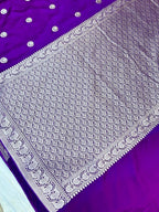 Elegant Purple Mashroo Katan Banarasi Silk Saree