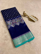 Royal Blue Warm Silk Saree with Elegant Zari Weaving