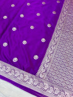 Elegant Purple Mashroo Katan Banarasi Silk Saree