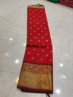 ROYAL RED KATAN SILK BANARASI SAREE WITH MAROON CONTRAST PALLU