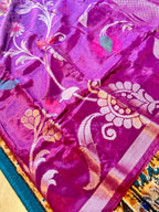 Premium Purple Chiniya Silk Banarasi Designer Saree with Golden Zari Border