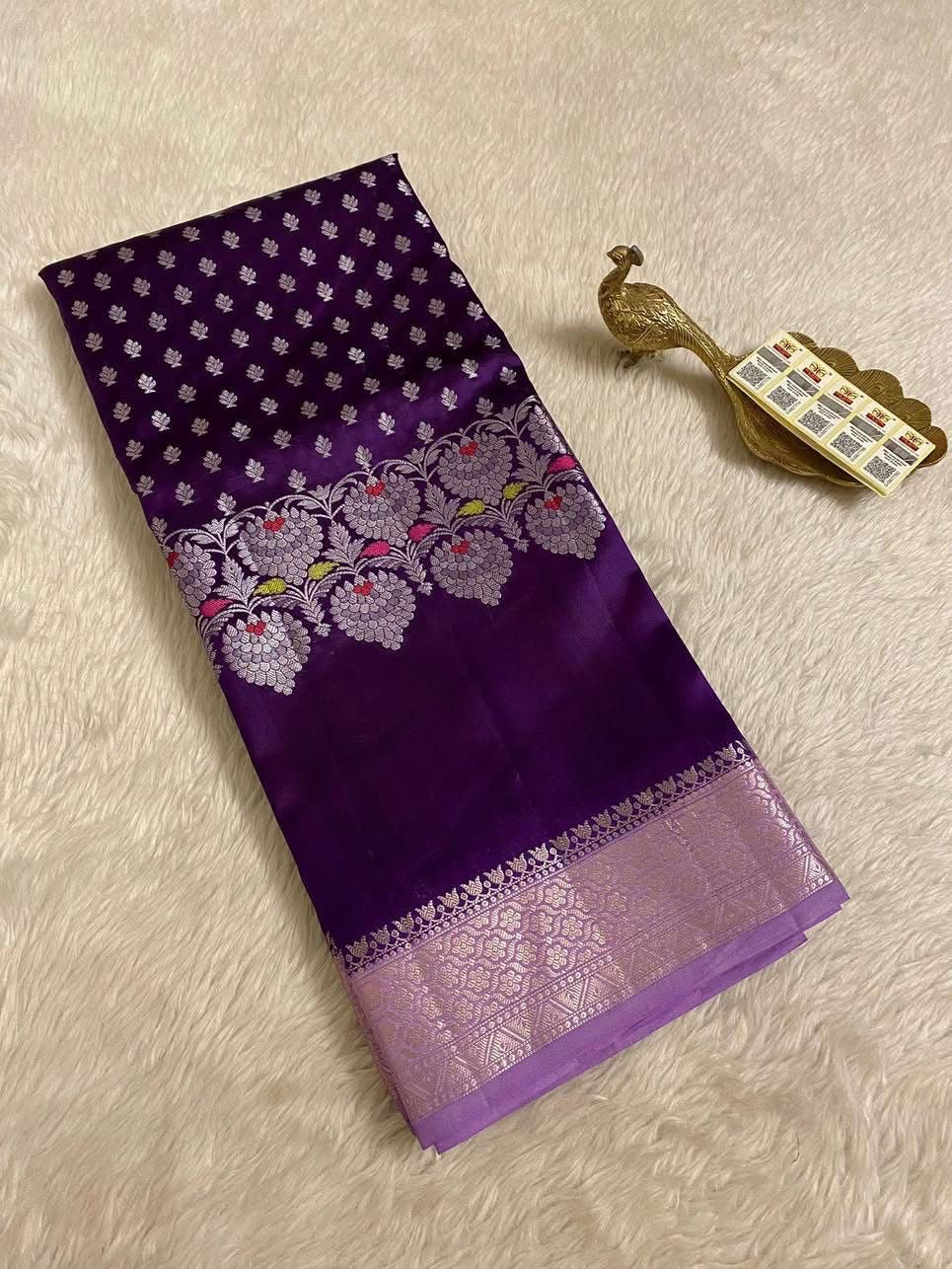 Luxurious Purple Warm Silk Saree with Rich Zari Weaving