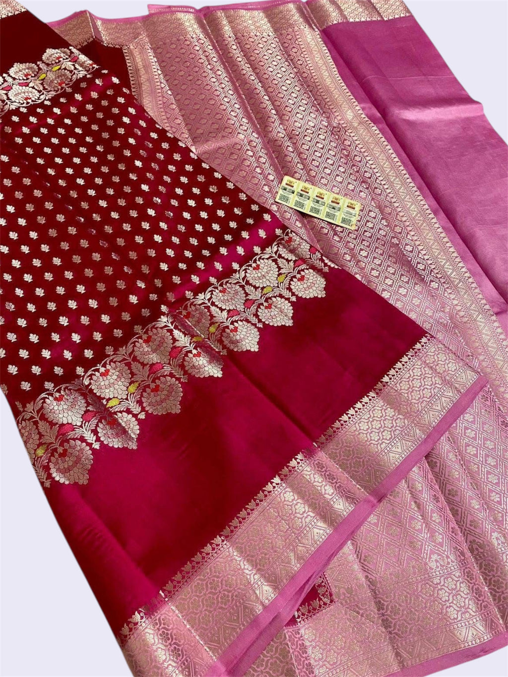 Elegant Red Warm Silk Saree with Rich Zari Border