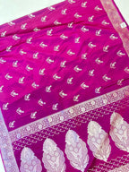Premium Elegant Wine Magenta Mashroo Katan Banarasi Silk Saree