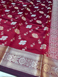 Elegant Royal Maroon Banarasi Designer Mashru Silk Saree