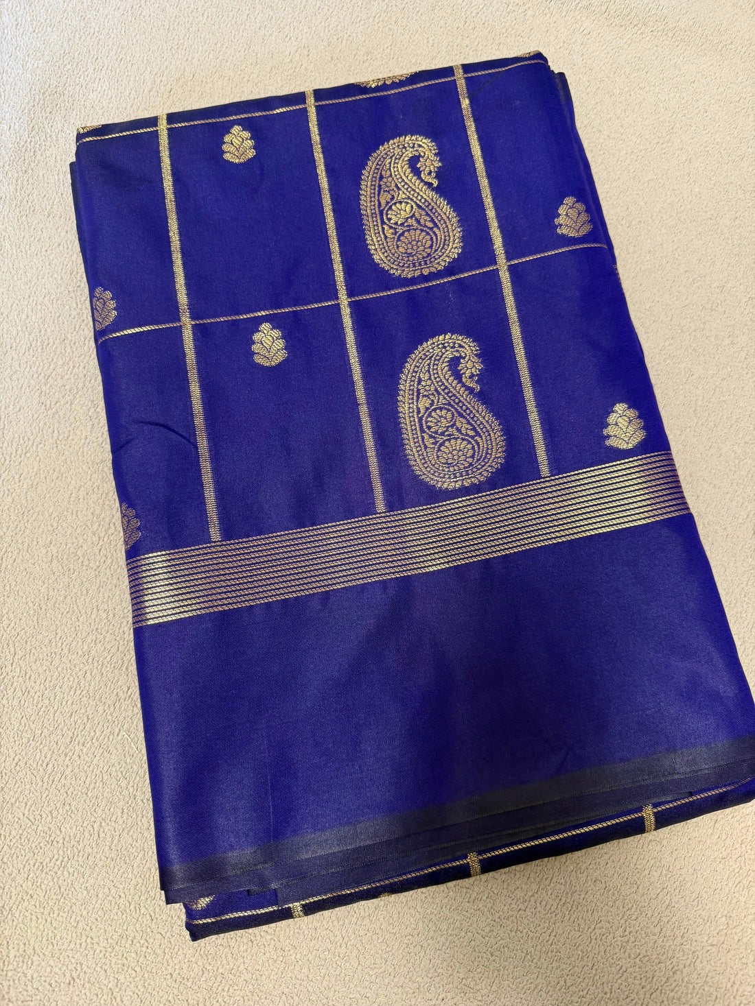 THE ELEGANT ROYAL BLUE BANARASI KATAN SILK SAREE