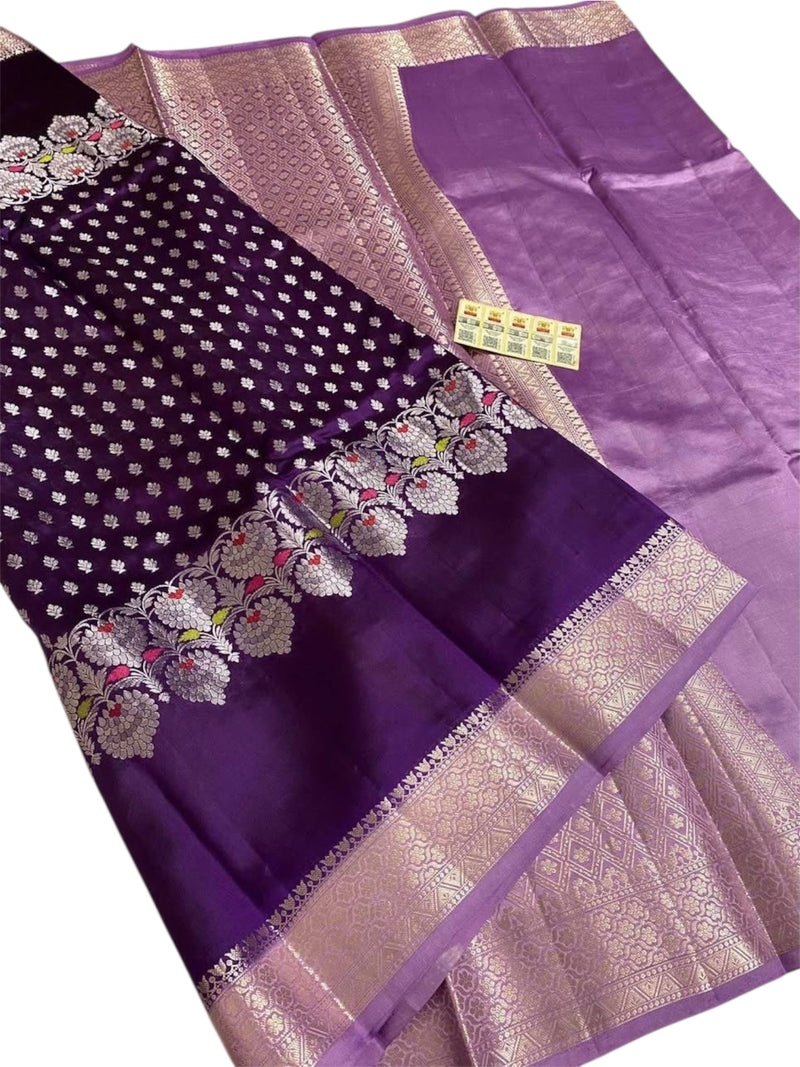 Luxurious Purple Warm Silk Saree with Rich Zari Weaving