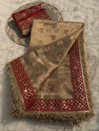 Elegant Tissue Banarasi Saree with Red Attached Lace Work | Premium Party & Wedding Wear