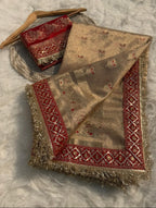 Elegant Tissue Banarasi Saree with Red Attached Lace Work | Premium Party & Wedding Wear