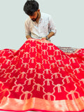 Premium Red Katan Silk Banarasi Saree with Allover Zari Jaal Design