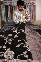 Royal Purple Katan Silk Banarasi Saree with Elegant Zari Border | Premium Banarasi Saree