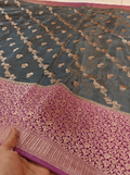 Elegant Dual-Tone Grey & Mauve Viscose Banarasi Saree with Rich Zari Weaving