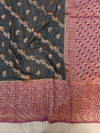 Elegant Dual-Tone Grey & Mauve Viscose Banarasi Saree with Rich Zari Weaving