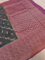 Elegant Dual-Tone Grey & Mauve Viscose Banarasi Saree with Rich Zari Weaving