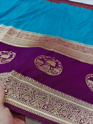 ✨Elegant Dual-Tone Khaddi Georgette Banarasi Saree with Rich Zari Work✨