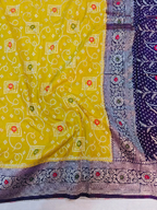 Elegant Yellow Khaddi Georgette Banarasi Saree with Rich Purple Pallu